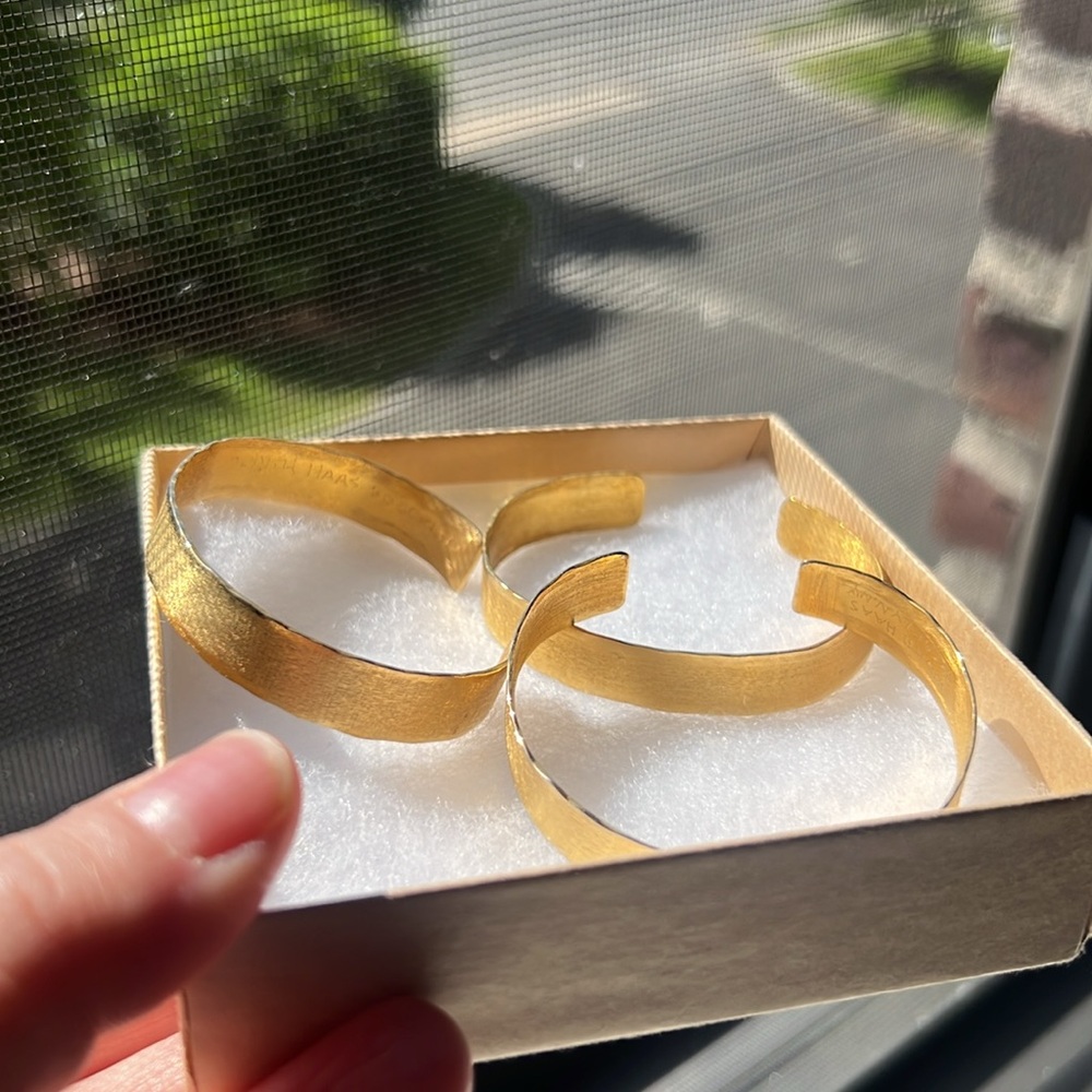 Judith Haas Sterling Silver & 24K gold plated Bangle Cuffs.